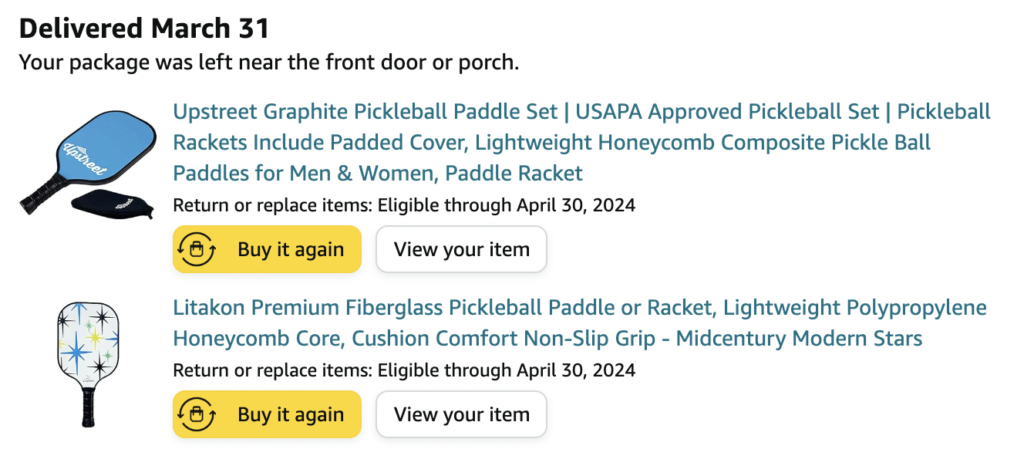 Picture of Litakon and Upstreet pickleball paddle via Amazon