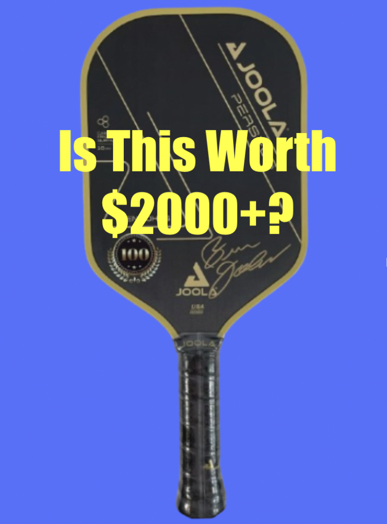 Picture of most expensive pickleball paddle in the world with a question whether it's worth it.