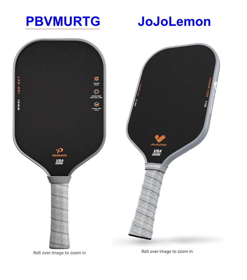 Picture of PBVMURTG pickleball paddle vs JoJoLemon pickleball paddle