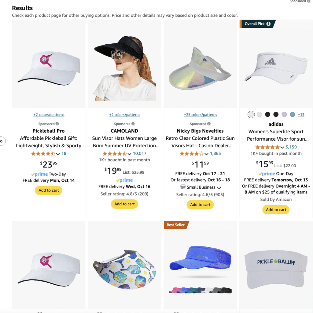 Pickleball visors gifts for woman options.