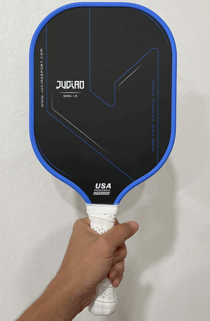 Picture of the Juciao Spin 1.0 pickleball paddle.