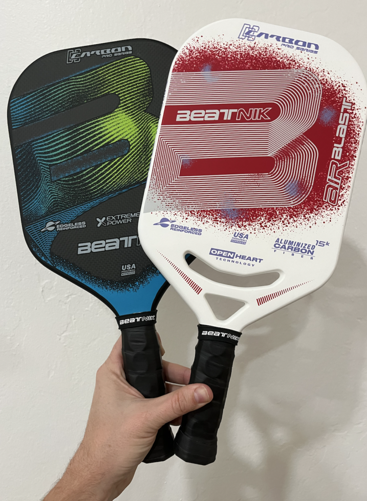 Picture of beatnik x monster pickleball paddle compare to air one.