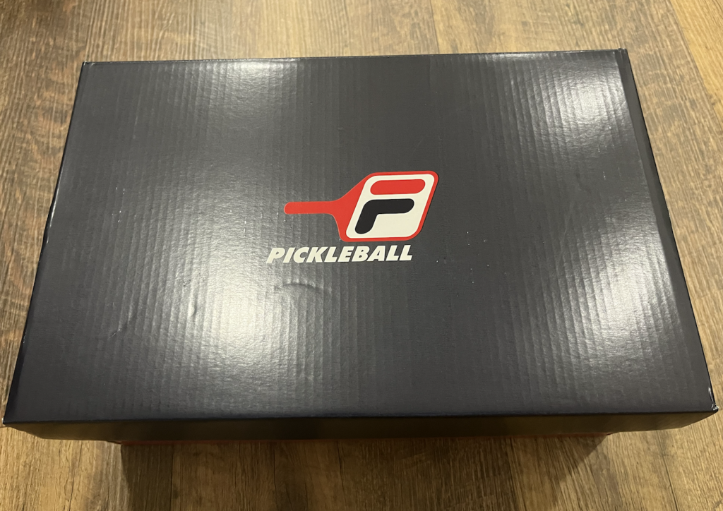 Picture of the FILA pickleball shoes box.