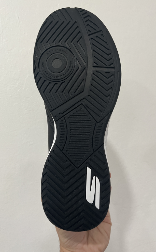 Picture of the bottom of the Sketcher pickleball shoes 