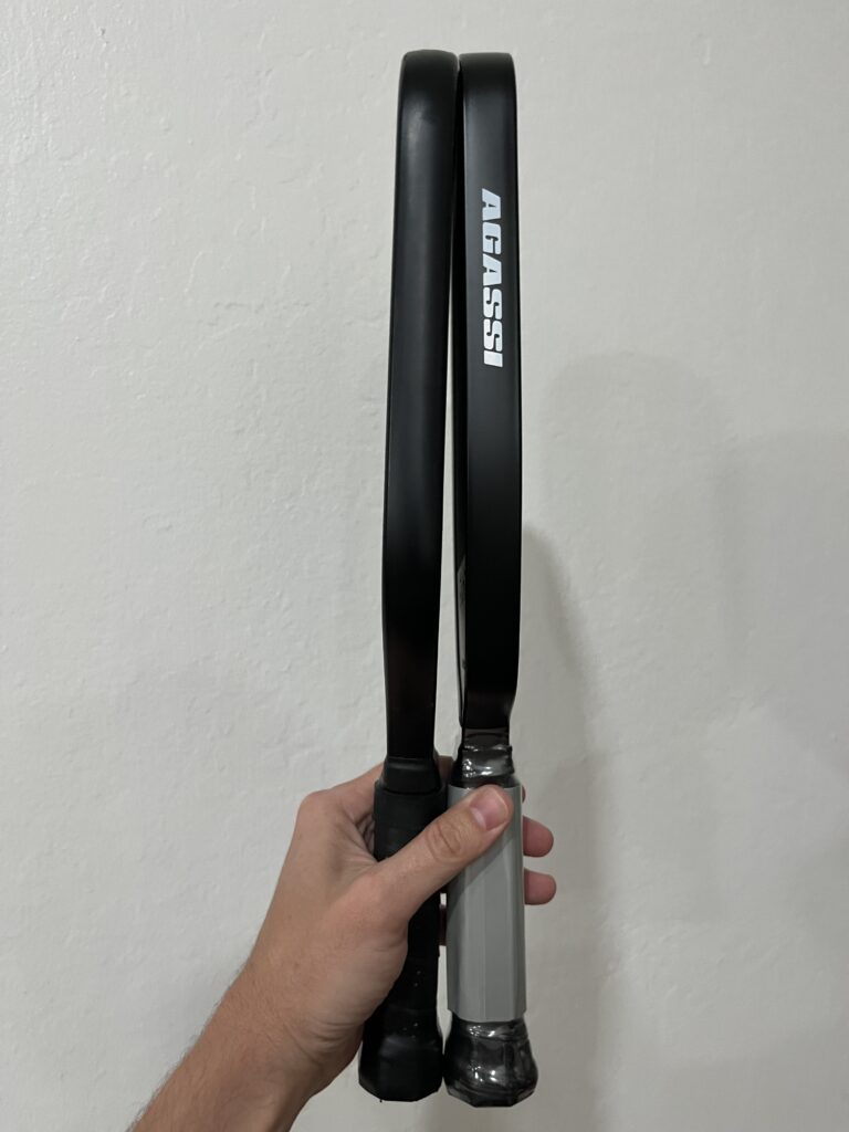 Side by Side comparison of the Vatic Pro Prism Flash vs the Agassi pickleball paddle