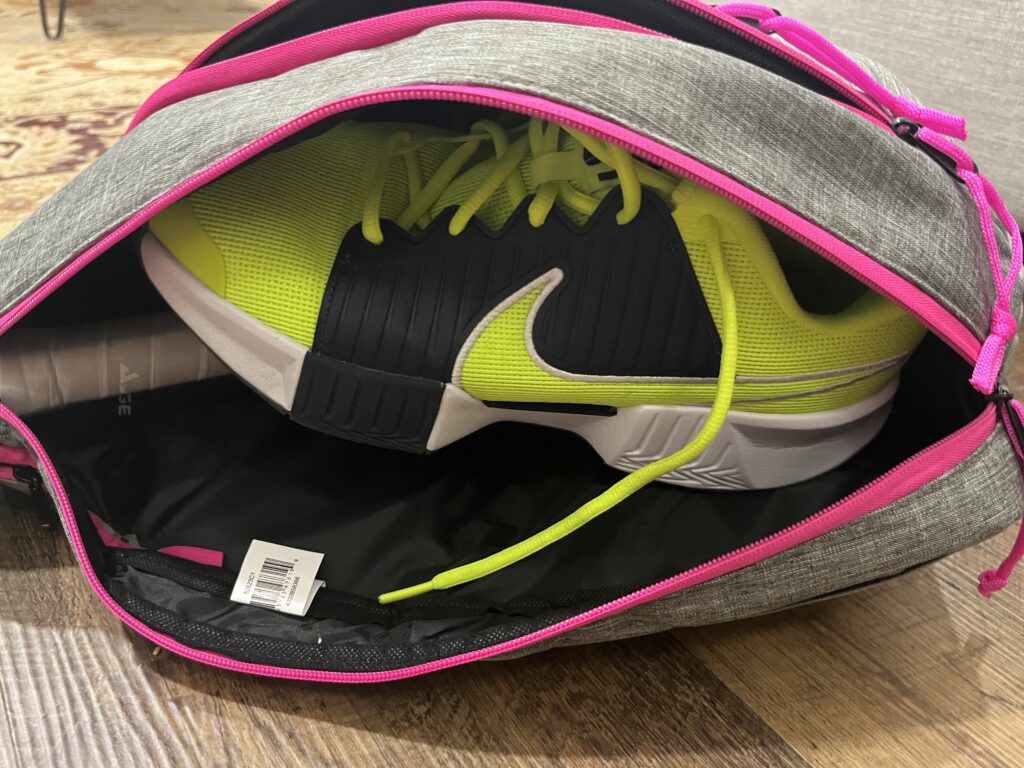 Picture of Franklin pickleball bag with the shoes inside of it.