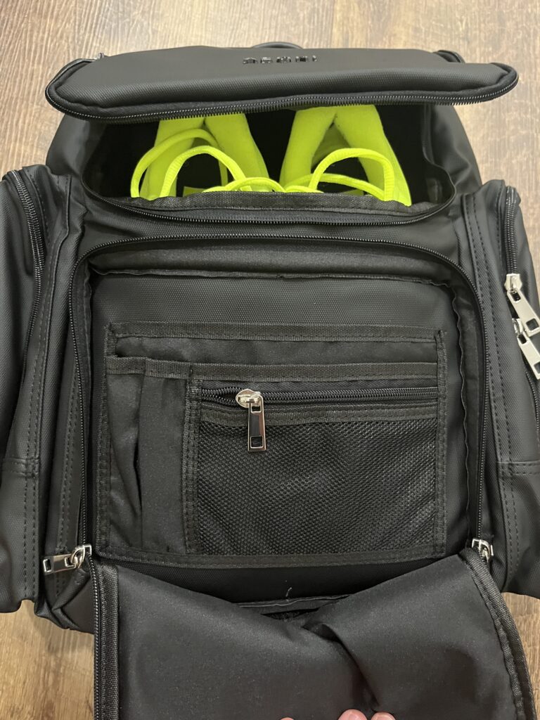 Picture showing pickleball shoes in the Azori pickleball bag.