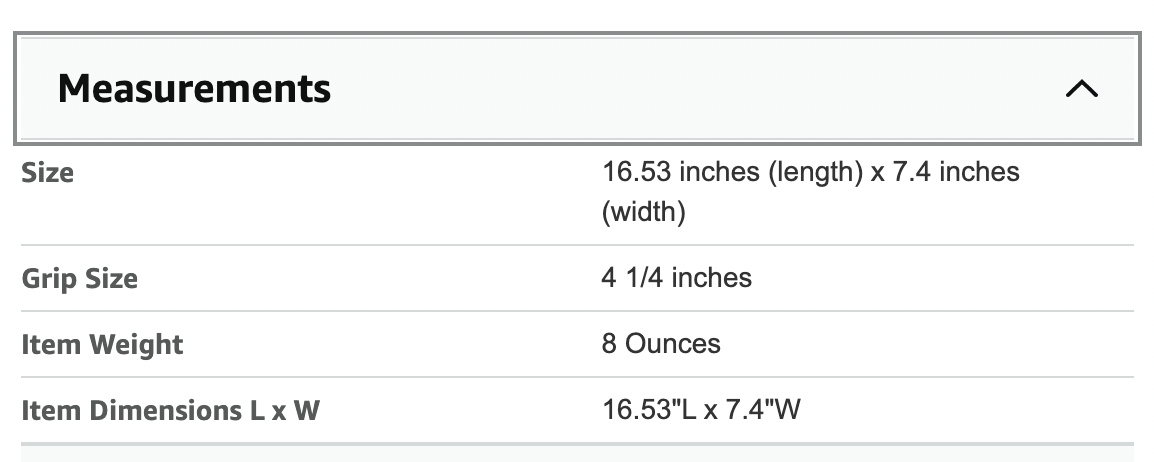 Picture showing 8.0 ounces for the YVmove pickleball paddle.