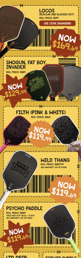 Picture of Bread and Butter pickleball paddle Black Friday deals.