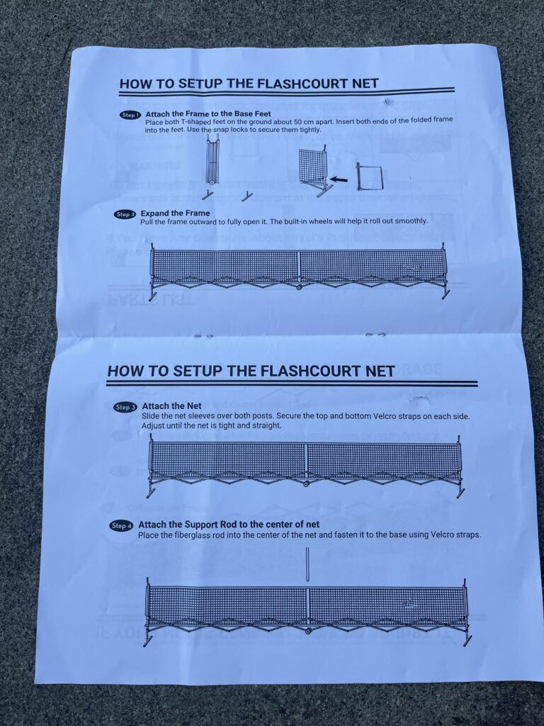 Picture of Srikel pickleball net instructions.
