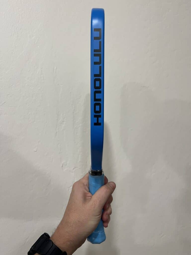 Side view of the J2CR pickleball paddle.