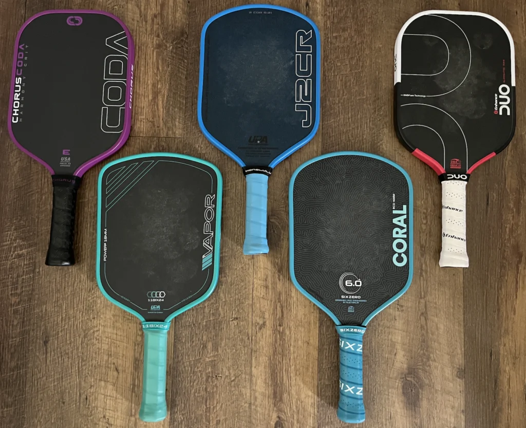 J2CR Crystal Blue vs Coral vs Selkirk Omni vs Chorus Coda vs Enhance Duo Paddle Review